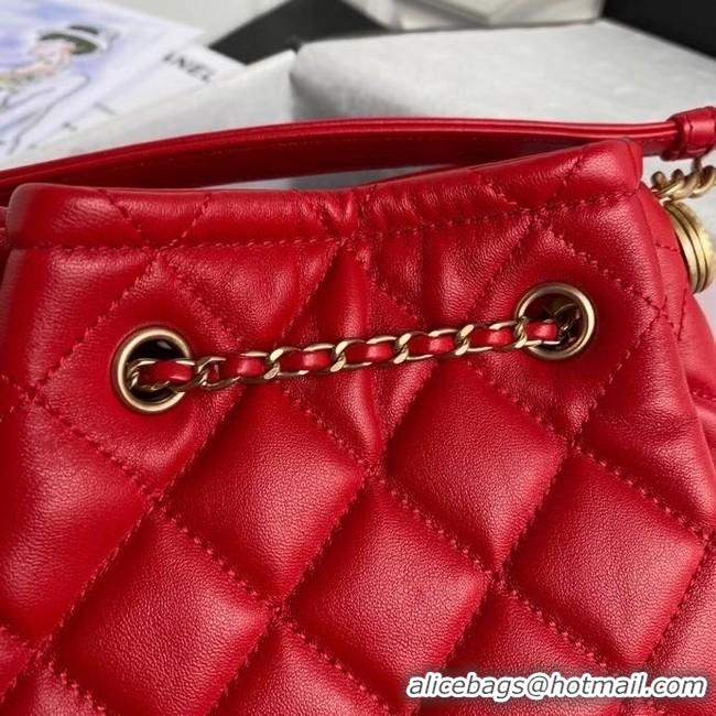 Promotional Discount Chanel Drawstring Sheepskin bag AS2057 red