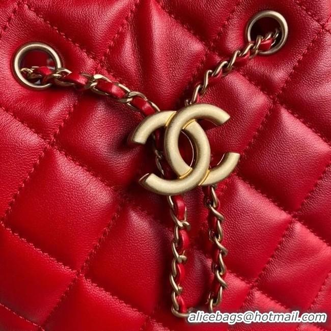 Promotional Discount Chanel Drawstring Sheepskin bag AS2057 red