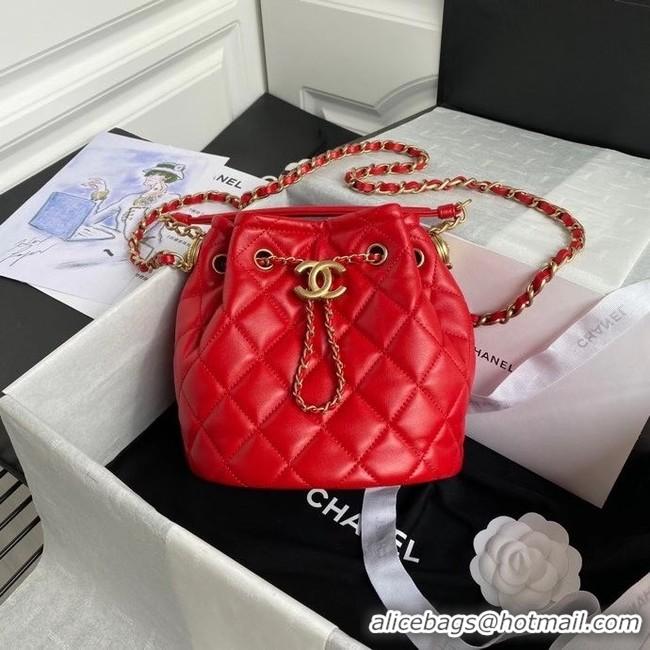 Promotional Discount Chanel Drawstring Sheepskin bag AS2057 red