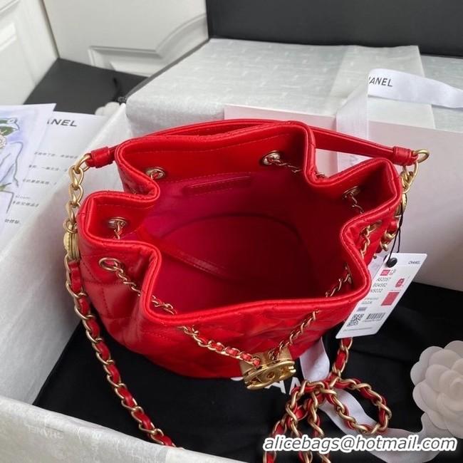 Promotional Discount Chanel Drawstring Sheepskin bag AS2057 red