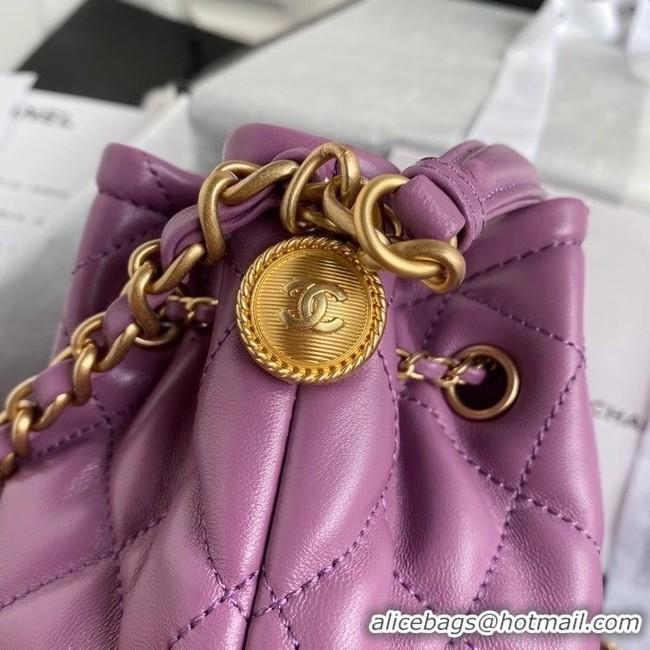 Luxury Cheap Chanel Drawstring Sheepskin bag AS2057 purple