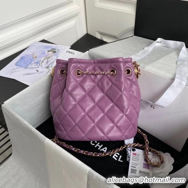 Luxury Cheap Chanel Drawstring Sheepskin bag AS2057 purple