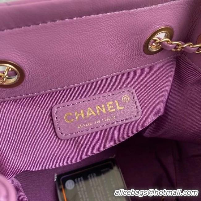 Luxury Cheap Chanel Drawstring Sheepskin bag AS2057 purple