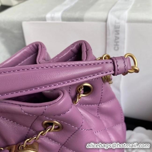 Luxury Cheap Chanel Drawstring Sheepskin bag AS2057 purple