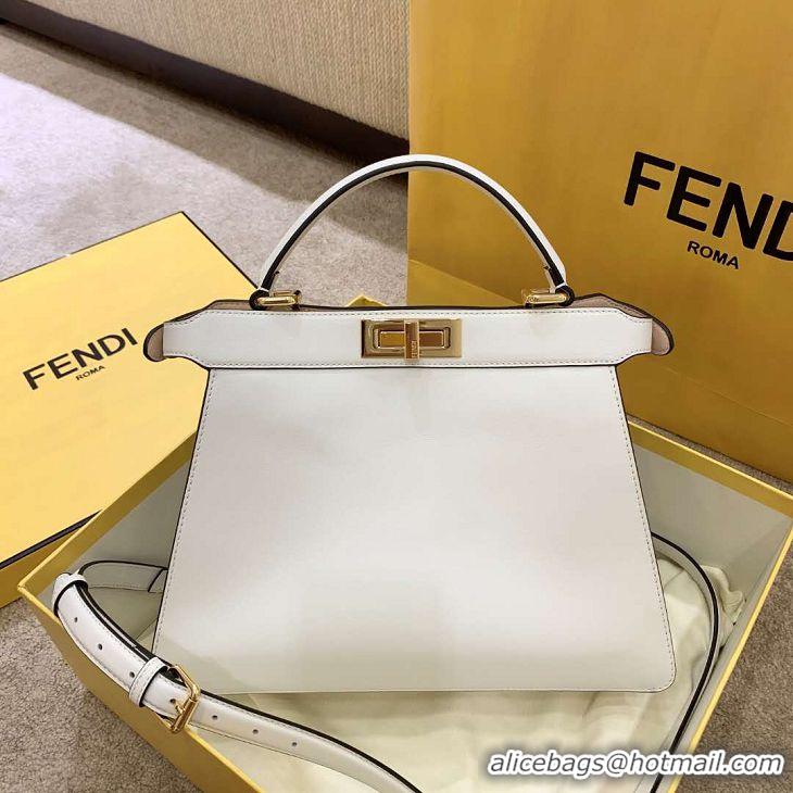 Affordable Price Fendi PEEKABOO ISEEU EAST-WEST WHITE leather bag 8BN323