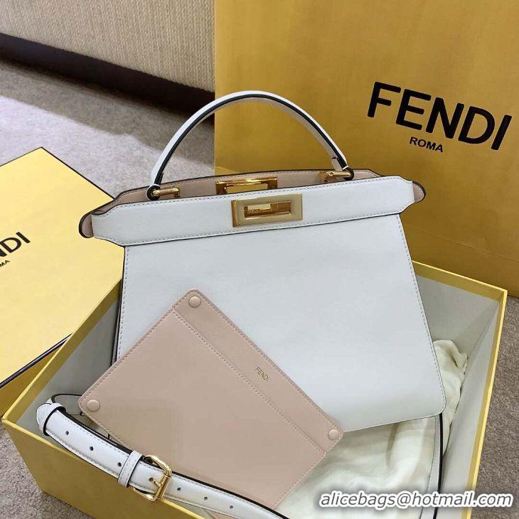 Affordable Price Fendi PEEKABOO ISEEU EAST-WEST WHITE leather bag 8BN323