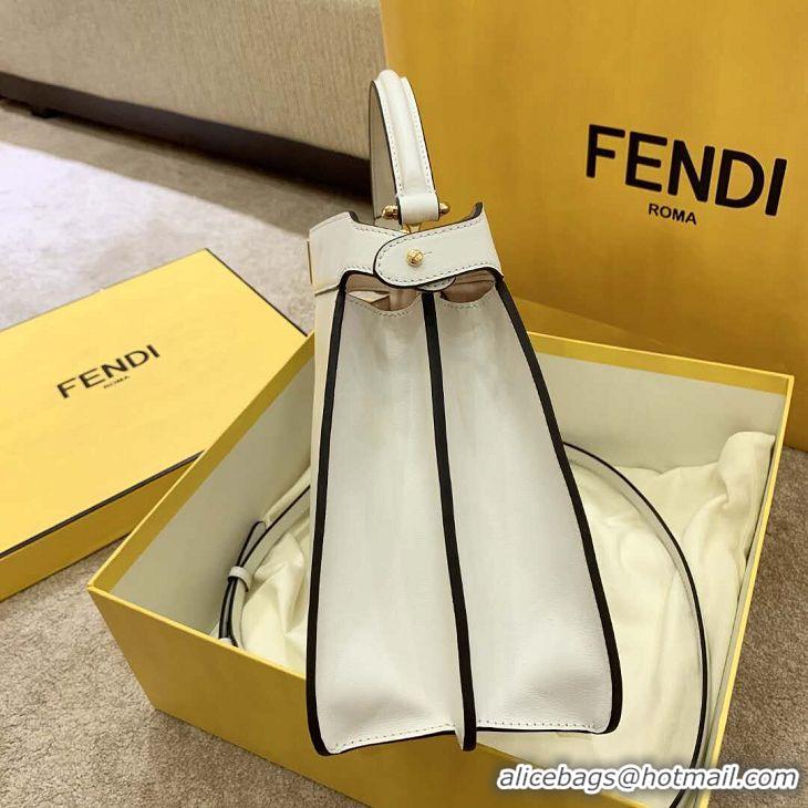 Affordable Price Fendi PEEKABOO ISEEU EAST-WEST WHITE leather bag 8BN323