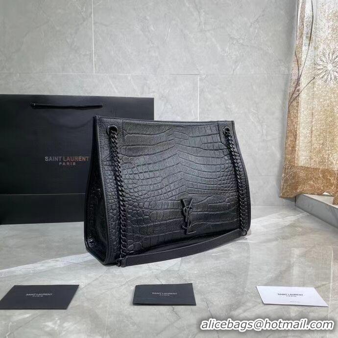 Top Quality SAINT LAURENT NIKI MEDIUM SHOPPING BAG IN CRINKLED LEATHER Y577999 black