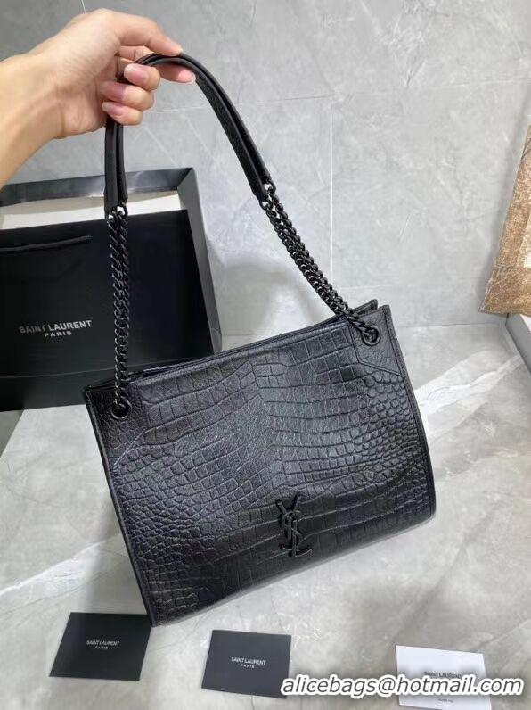 Top Quality SAINT LAURENT NIKI MEDIUM SHOPPING BAG IN CRINKLED LEATHER Y577999 black