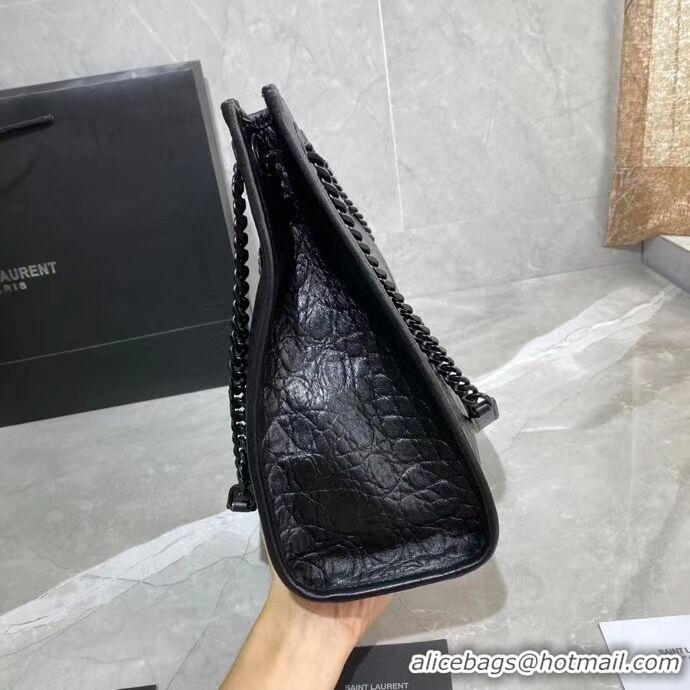 Top Quality SAINT LAURENT NIKI MEDIUM SHOPPING BAG IN CRINKLED LEATHER Y577999 black