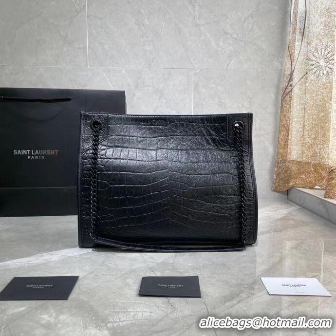 Top Quality SAINT LAURENT NIKI MEDIUM SHOPPING BAG IN CRINKLED LEATHER Y577999 black