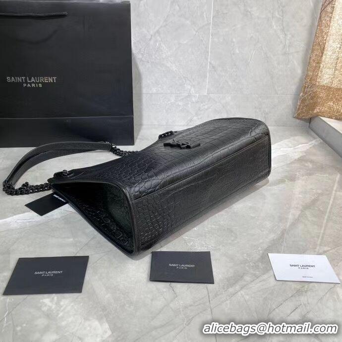 Top Quality SAINT LAURENT NIKI MEDIUM SHOPPING BAG IN CRINKLED LEATHER Y577999 black