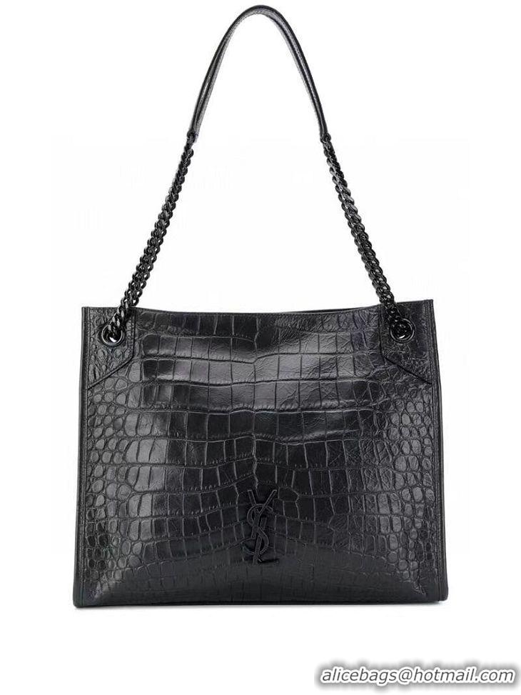 Top Quality SAINT LAURENT NIKI MEDIUM SHOPPING BAG IN CRINKLED LEATHER Y577999 black