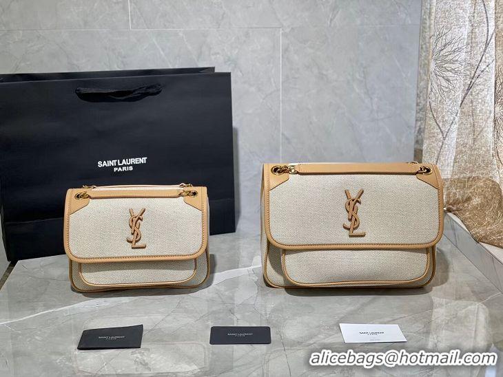 AAAAA Discount Yves Saint Laurent IN CANVAS AND LEATHER Y698894H Apricot