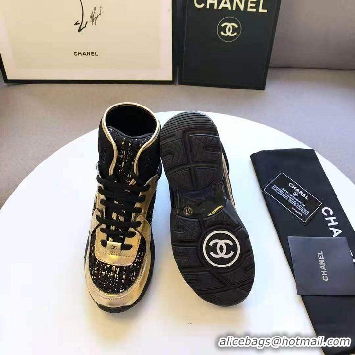 Top Grade Chanel Classic Sneakers G02060 Gold/Black 2020(For Women and Men)