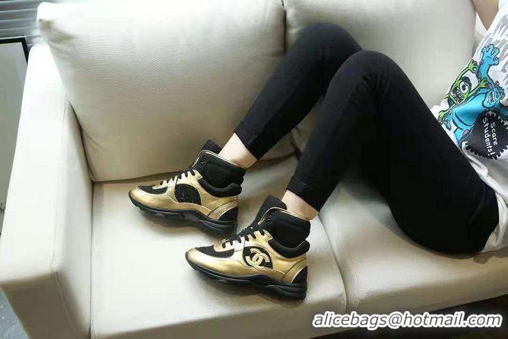 Top Grade Chanel Classic Sneakers G02060 Gold/Black 2020(For Women and Men)