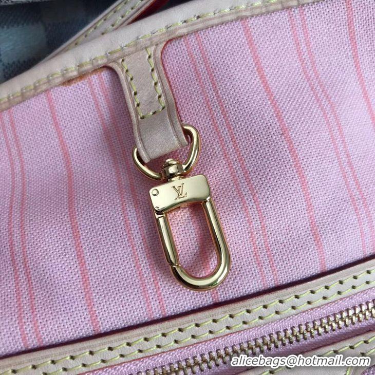 Top Grade Louis Vuitton Damier Azur Original Leather Bolso NEVERFULL GM N41604 Pink