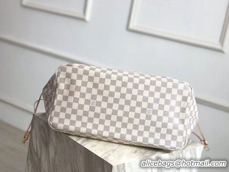 Top Grade Louis Vuitton Damier Azur Original Leather Bolso NEVERFULL GM N41604 Pink