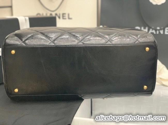 Popular Style Chanel bowling bag Calfskin & Gold-Tone Metal AS8396 black