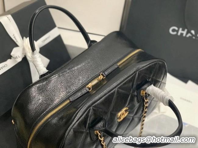 Popular Style Chanel bowling bag Calfskin & Gold-Tone Metal AS8396 black