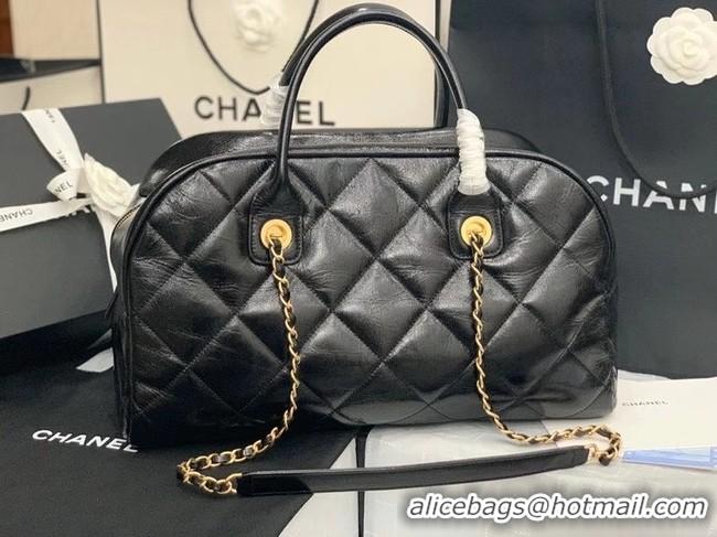 Popular Style Chanel bowling bag Calfskin & Gold-Tone Metal AS8396 black