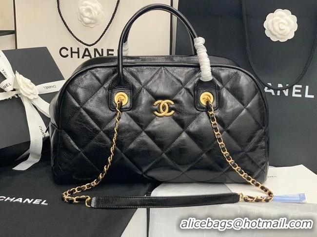 Popular Style Chanel bowling bag Calfskin & Gold-Tone Metal AS8396 black