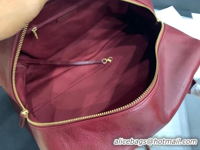 Best Price Chanel bowling bag Calfskin & Gold-Tone Metal AS8396 Burgundy