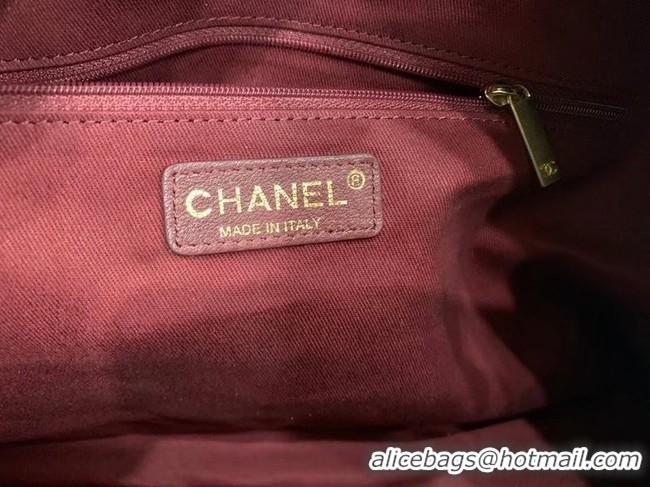 Best Price Chanel bowling bag Calfskin & Gold-Tone Metal AS8396 Burgundy