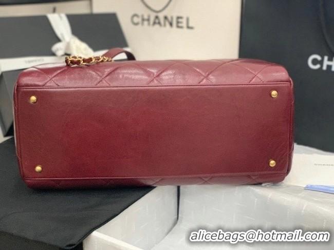 Best Price Chanel bowling bag Calfskin & Gold-Tone Metal AS8396 Burgundy