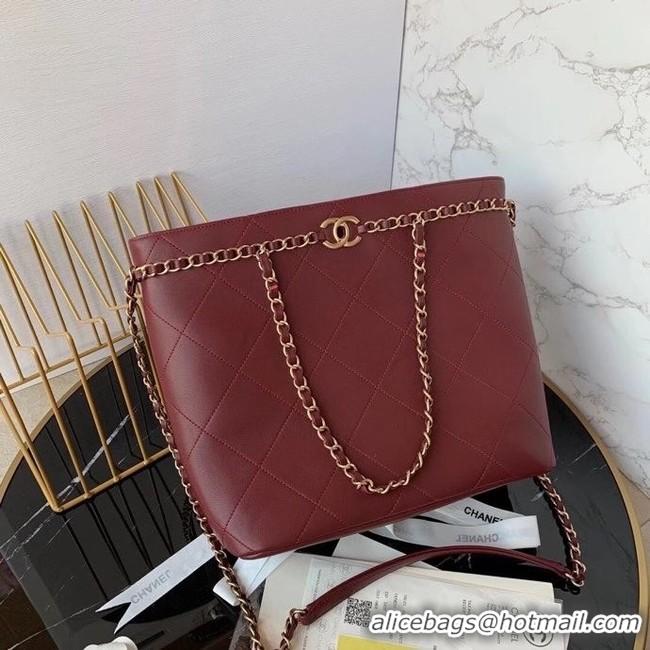 Popular Style Chanel shopping bag AS2556 Burgundy