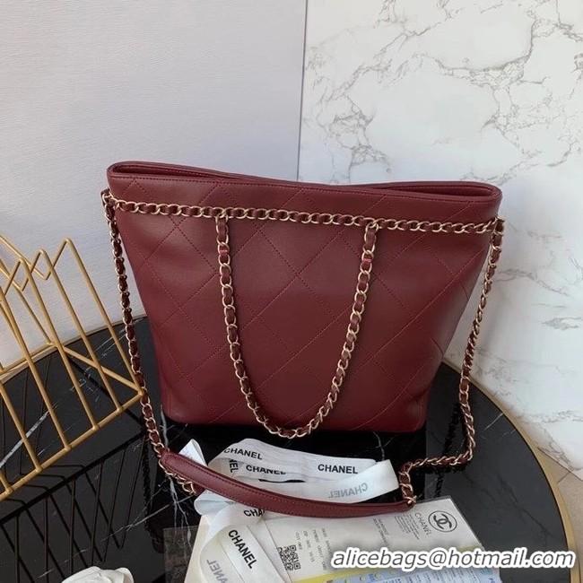 Popular Style Chanel shopping bag AS2556 Burgundy