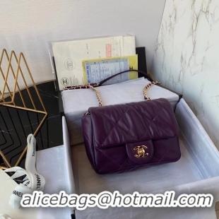 Pretty Style Chanel small flap bag Calfskin & Gold-Tone Metal AS2232 purple