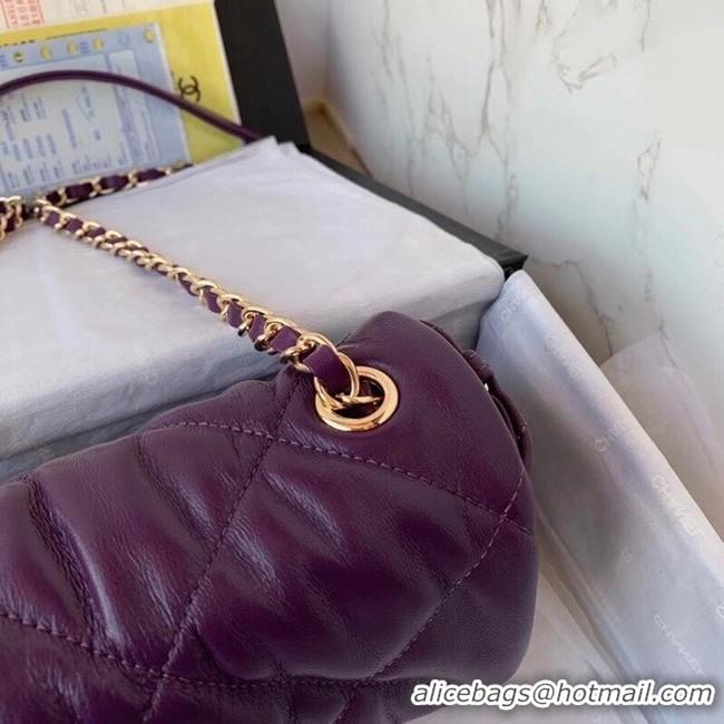 Pretty Style Chanel small flap bag Calfskin & Gold-Tone Metal AS2232 purple