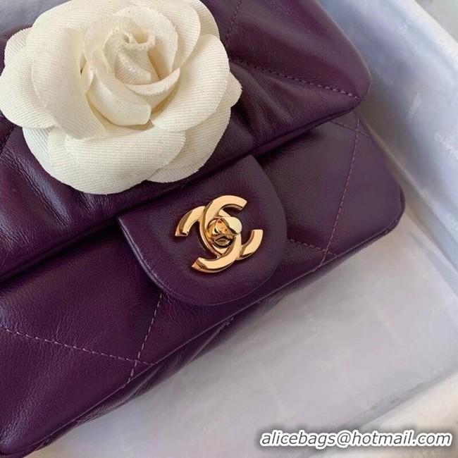 Pretty Style Chanel small flap bag Calfskin & Gold-Tone Metal AS2232 purple