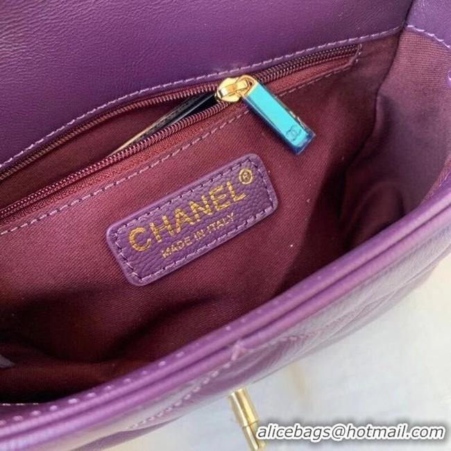 Pretty Style Chanel small flap bag Calfskin & Gold-Tone Metal AS2232 purple