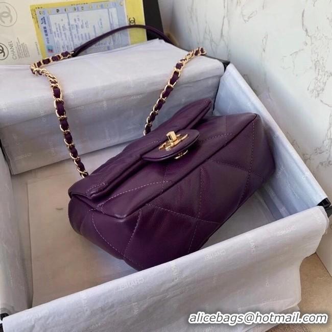 Pretty Style Chanel small flap bag Calfskin & Gold-Tone Metal AS2232 purple