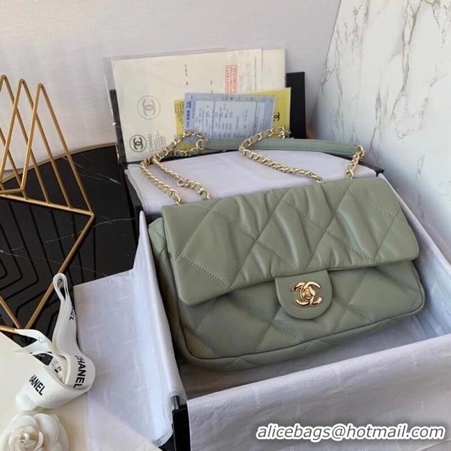 Luxury Cheap Chanel flap bag Calfskin & Gold-Tone Metal AS2231 green