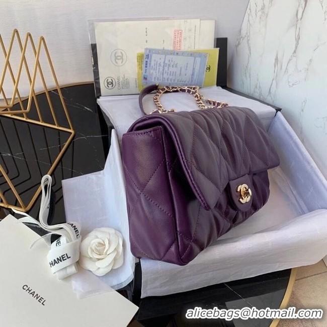 Top Quality Chanel flap bag Calfskin & Gold-Tone Metal AS2231 purple