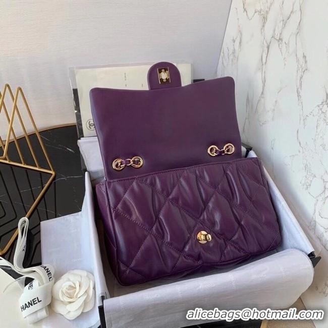 Top Quality Chanel flap bag Calfskin & Gold-Tone Metal AS2231 purple