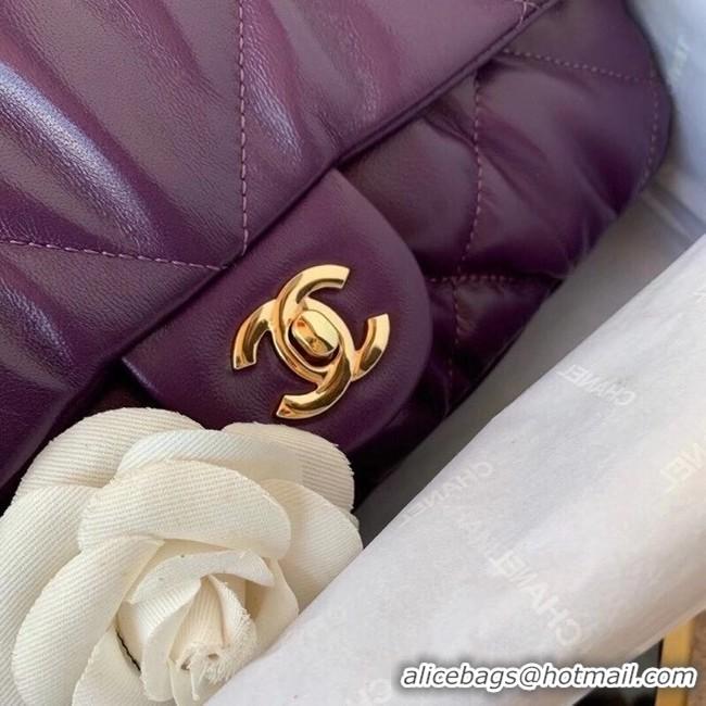 Top Quality Chanel flap bag Calfskin & Gold-Tone Metal AS2231 purple