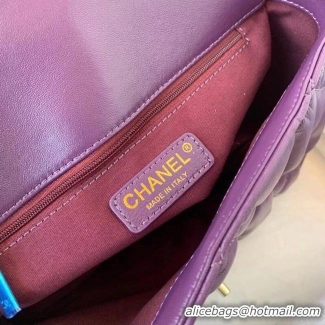 Top Quality Chanel flap bag Calfskin & Gold-Tone Metal AS2231 purple