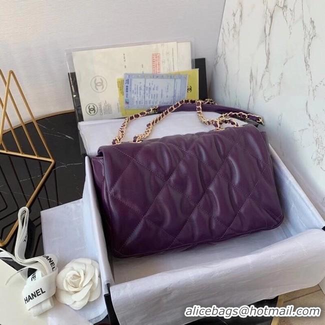 Top Quality Chanel flap bag Calfskin & Gold-Tone Metal AS2231 purple