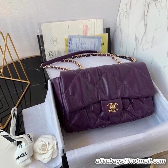 Top Quality Chanel flap bag Calfskin & Gold-Tone Metal AS2231 purple