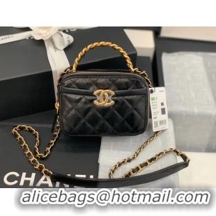 Most Popular Chanel minil tote bag Sheepskin & Gold-Tone Metal AS2179 black