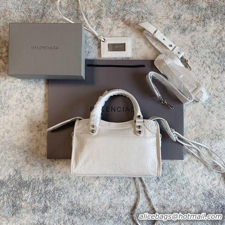 Top Grade Balenciaga Classic Crocodile Leather Bag B300296 white