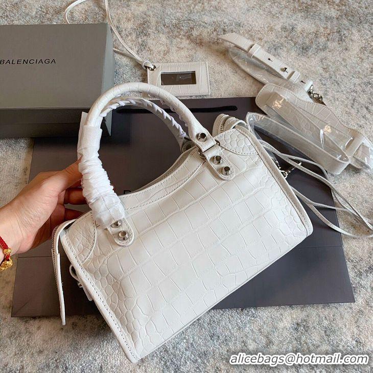 Top Grade Balenciaga Classic Crocodile Leather Bag B300296 white