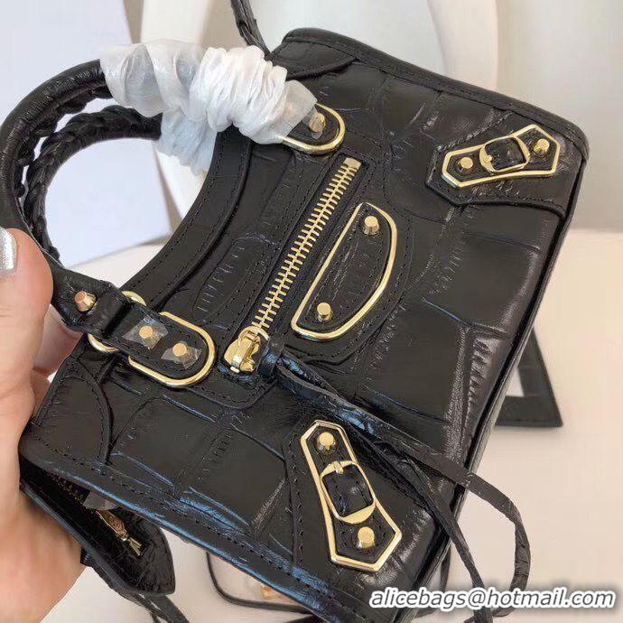 Balenciaga Mini Classic Crocodile Leather Bag B300296 Black