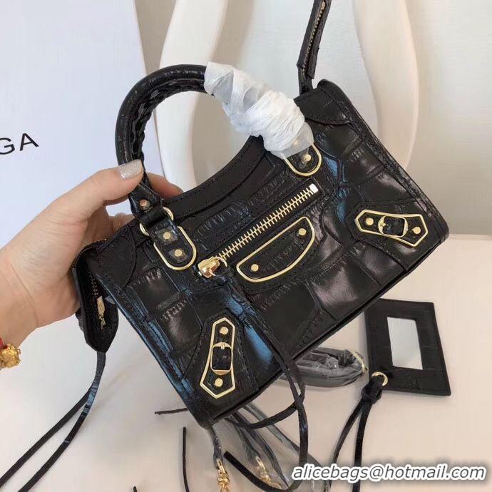 Balenciaga Mini Classic Crocodile Leather Bag B300296 Black