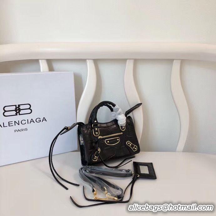 Balenciaga Mini Classic Crocodile Leather Bag B300296 Black