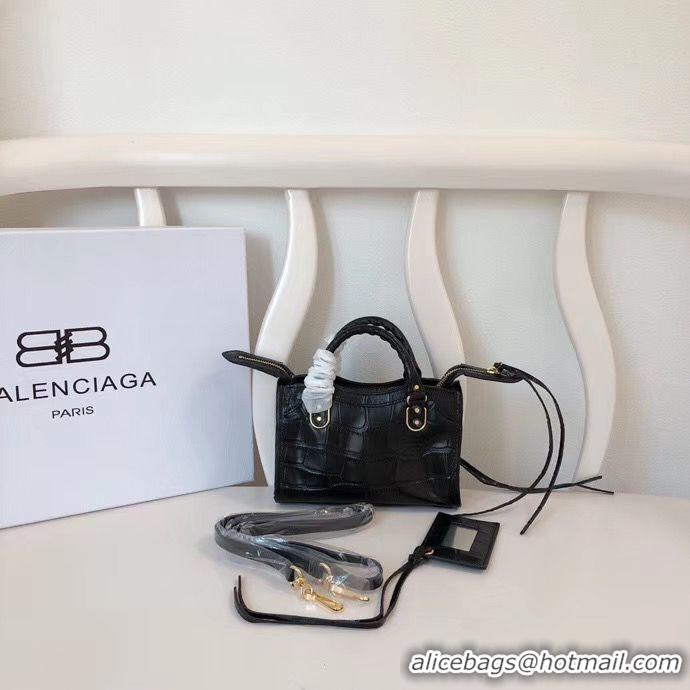 Balenciaga Mini Classic Crocodile Leather Bag B300296 Black